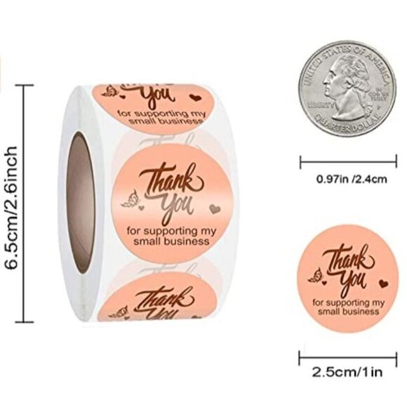 500 PCS Thank You For Supporting  My Small Business 1" Stickers Waterproof Choos - Picture 3 of 9